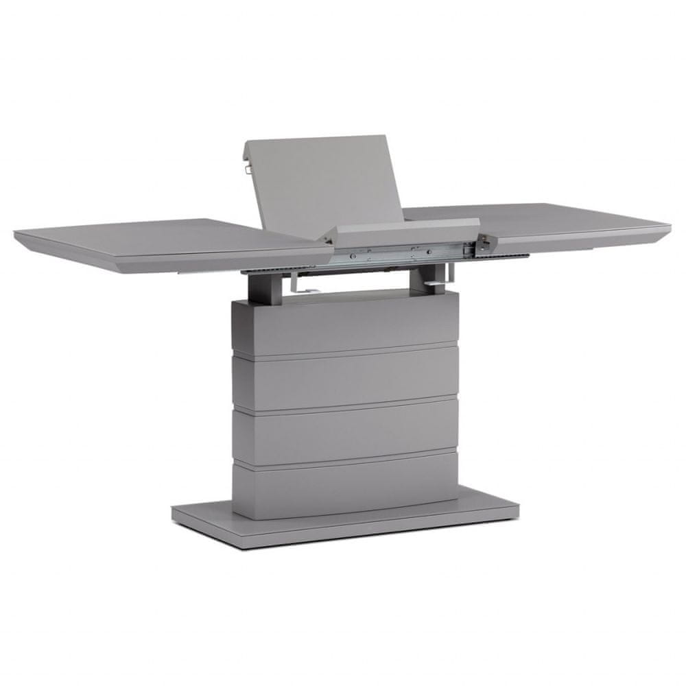 eoshop Jedálenský stôl 110+40x70 cm, sivá 4 mm sklenená doska, MDF, šedý matný lak HT-420 GREY